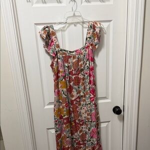 JODIFL Floral Maxi Dress in Pink, Rust, Mustard